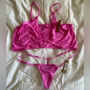 SKIMS Neon Orchid Micro Thong and Bralette Set - Large